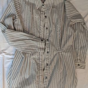 CABI RARE black gold white stripe shirt #974